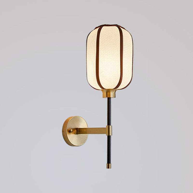 Geometric Modern Fabric 1 Light Wall Lighting Fixture in Gold
