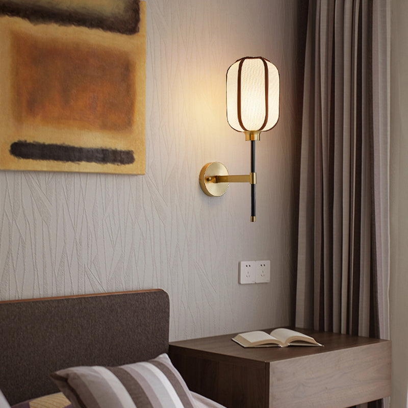 Geometric Modern Fabric 1 Light Wall Lighting Fixture in Gold