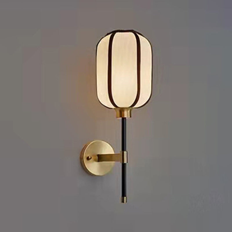 Geometric Modern Fabric 1 Light Wall Lighting Fixture in Gold