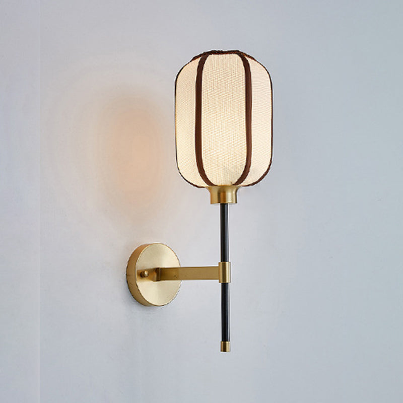Geometric Modern Fabric 1 Light Wall Lighting Fixture in Gold