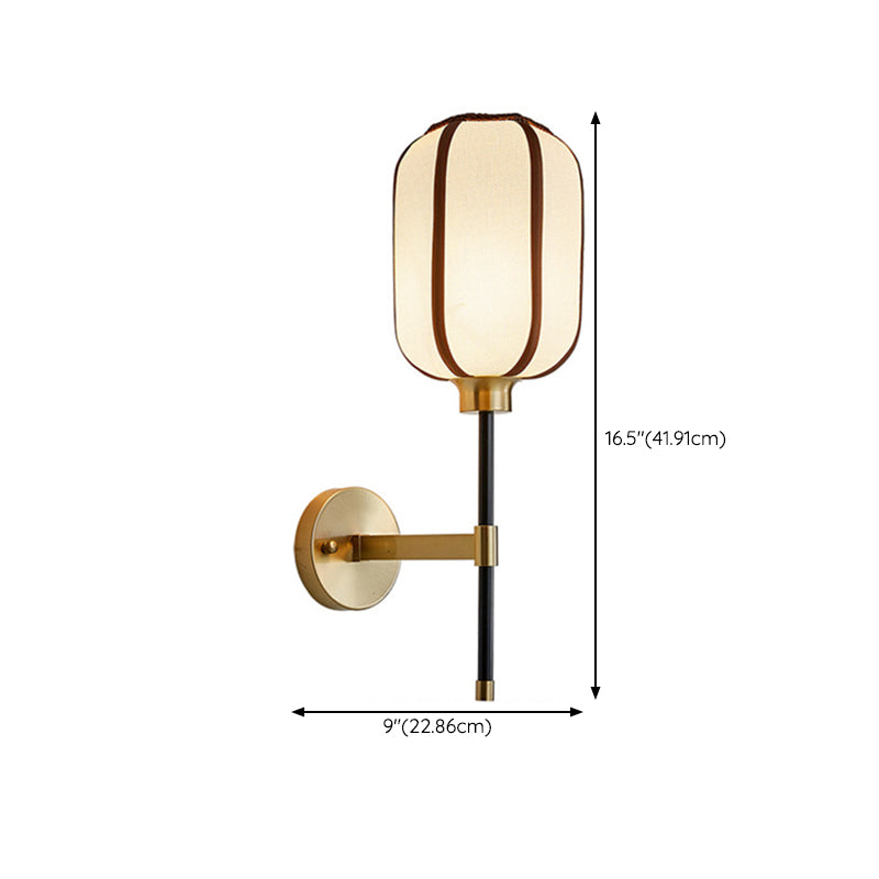 Geometric Modern Fabric 1 Light Wall Lighting Fixture in Gold