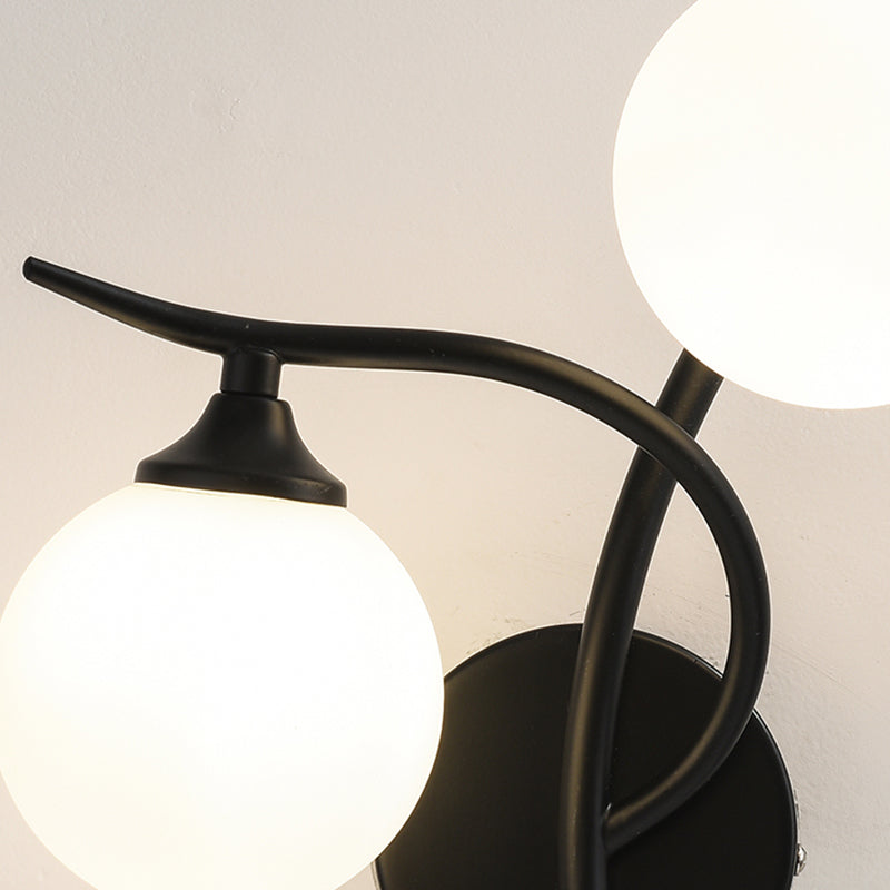 2 Lights Wall Mount Lamp Modern Style Spherical with Glass Shade for Living Room