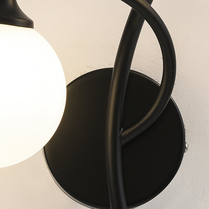 2 Lights Wall Mount Lamp Modern Style Spherical with Glass Shade for Living Room
