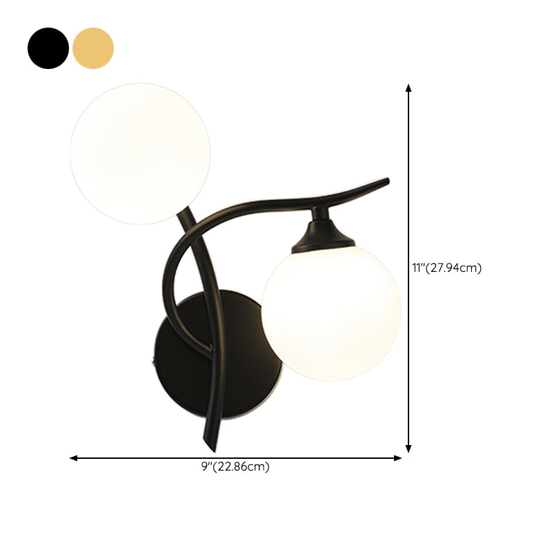 2 Lights Wall Mount Lamp Modern Style Spherical with Glass Shade for Living Room