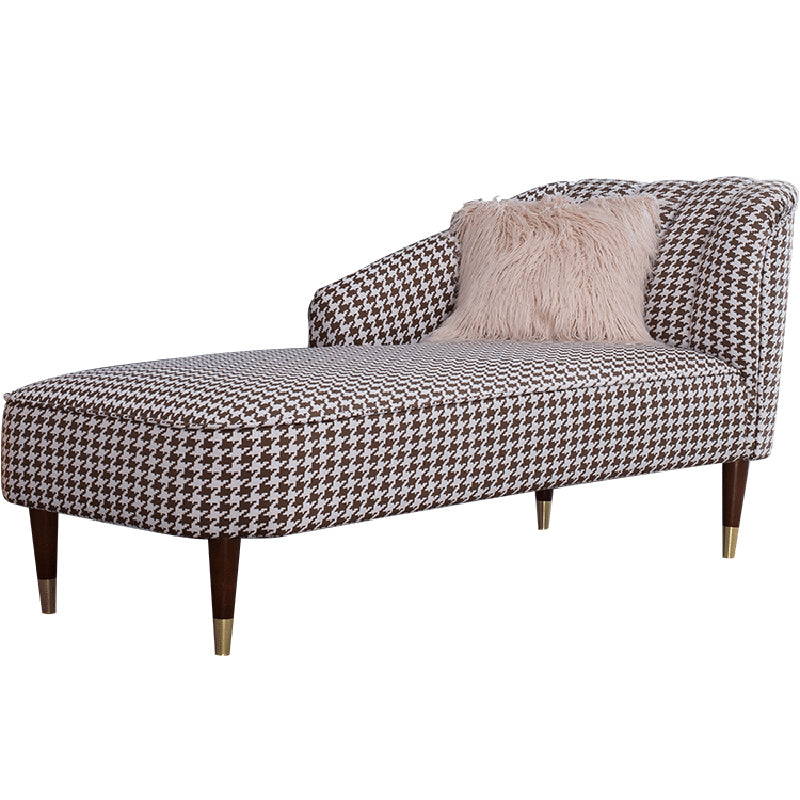 Contemporary One Armed Chaise Round Arms Houndstooth for Living Room