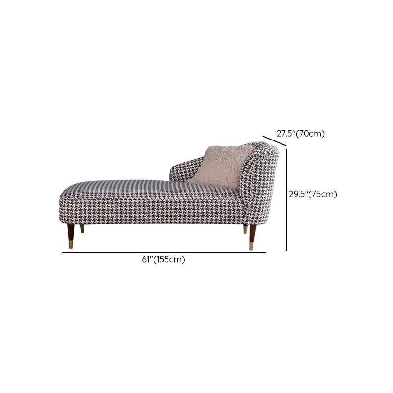 Contemporary One Armed Chaise Round Arms Houndstooth for Living Room