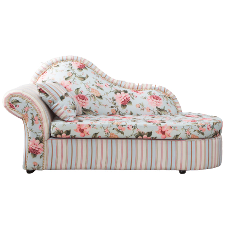 Contemporary One Armed Wooden Chaise Flared Arms for Living Room