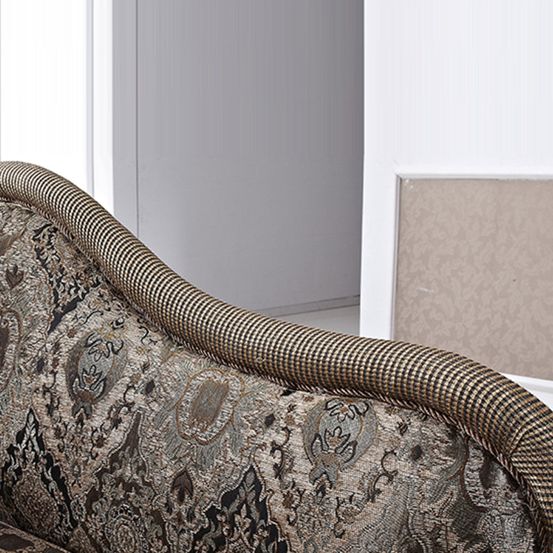 Traditional One Armed Wooden Chaise Flared Arms for Living Room