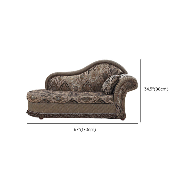 Traditional One Armed Wooden Chaise Flared Arms for Living Room