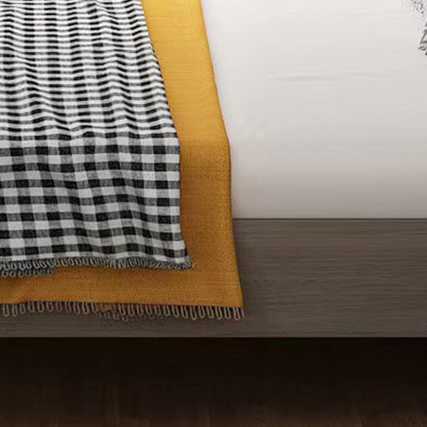 36.61" High Standard Bed with Headboard Gray Solid Wood Mattress Included