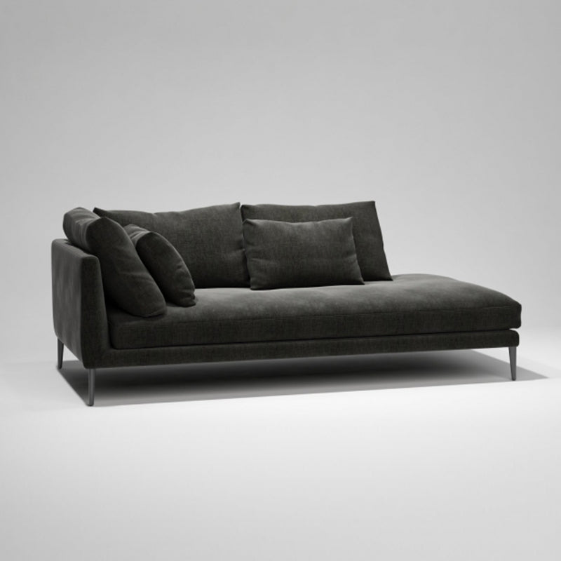 Contemporary Black with Arms Chaise Wood Pillow Top Arms for Bedroom Living Room