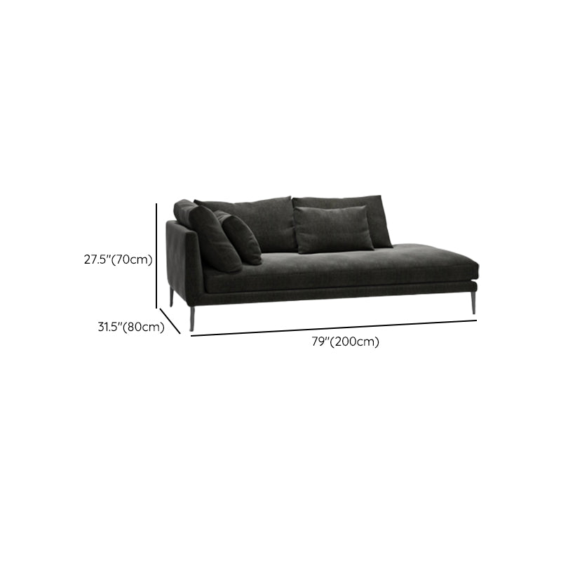 Contemporary Black with Arms Chaise Wood Pillow Top Arms for Bedroom Living Room