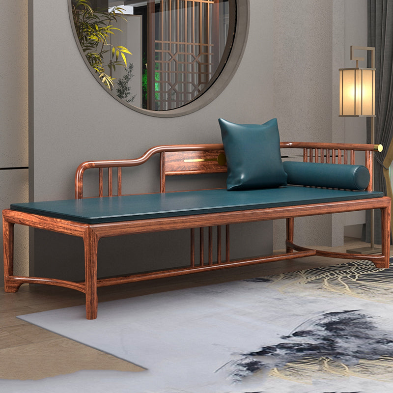 Traditional Brown with Arms Chaise Wood Round Arms for Bedroom Living Room