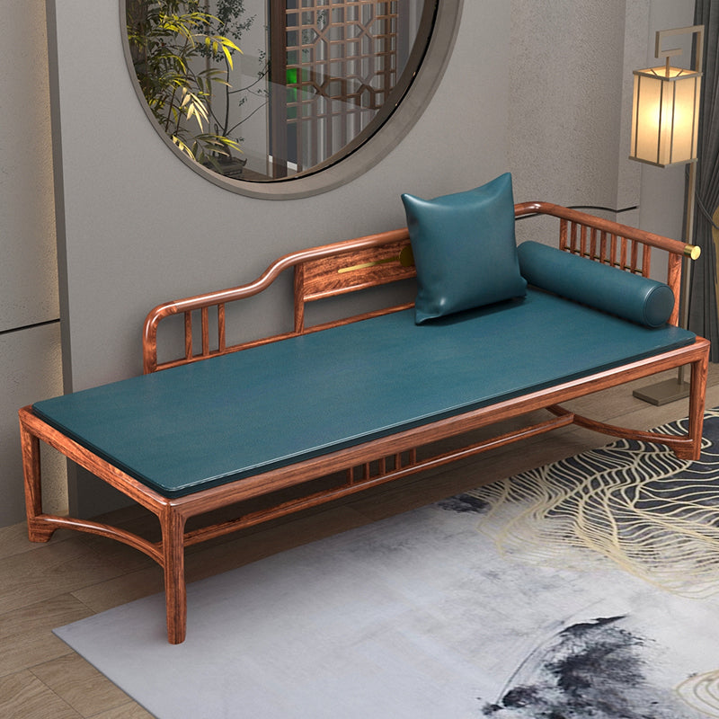 Traditional Brown with Arms Chaise Wood Round Arms for Bedroom Living Room