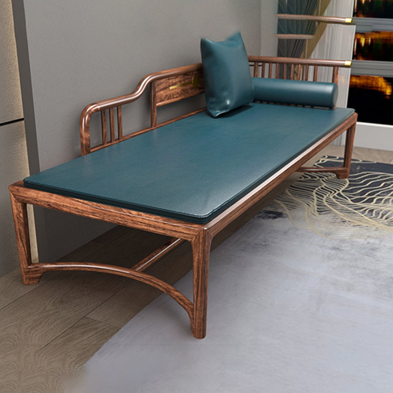 Traditional Brown with Arms Chaise Wood Round Arms for Bedroom Living Room