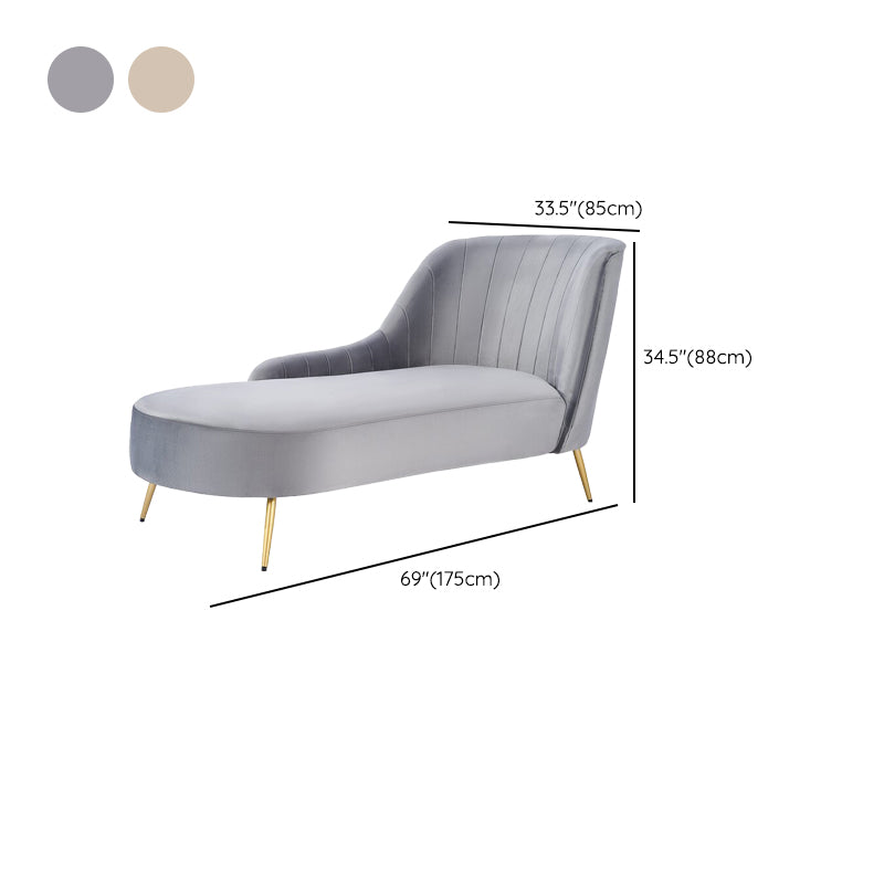 Glam with Arms Solid Color Chaise Round Arms for Bedroom Living Room