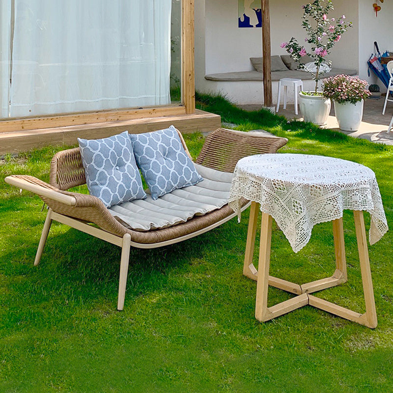 Contemporary Two Arm Rattan Chaise Flared Arms for Bedroom Living Room