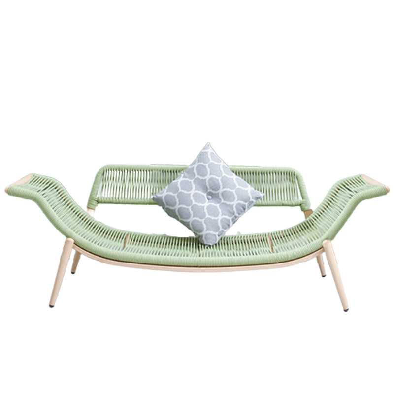 Contemporary Two Arm Rattan Chaise Flared Arms for Bedroom Living Room