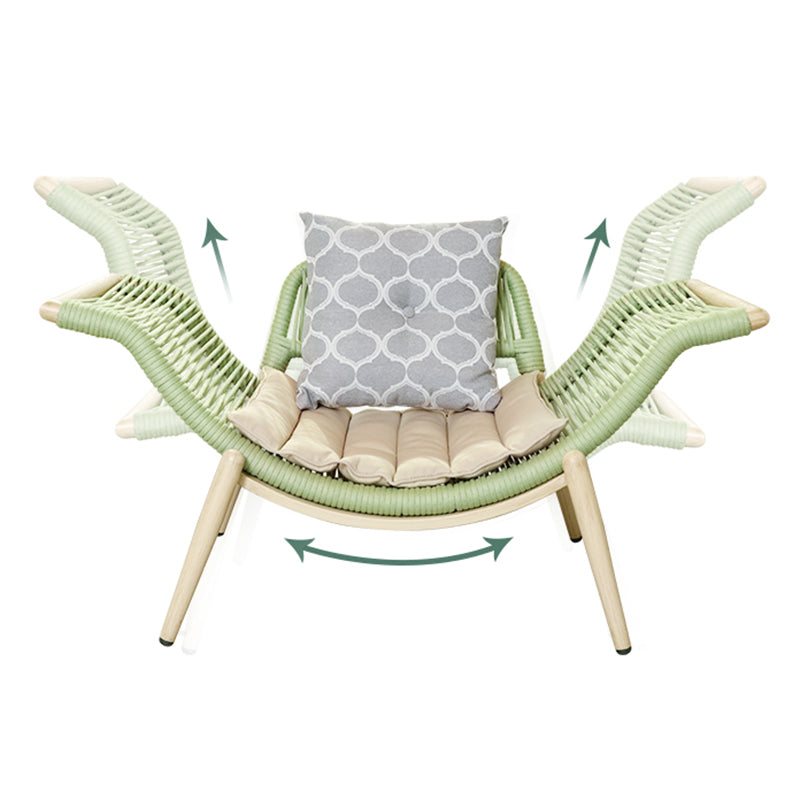 Contemporary Two Arm Rattan Chaise Flared Arms for Bedroom Living Room
