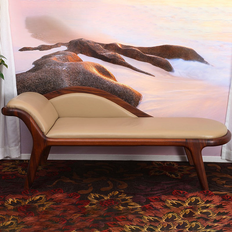 Traditional Wooden One Arm Chaise Flared Arms for Bedroom Living Room