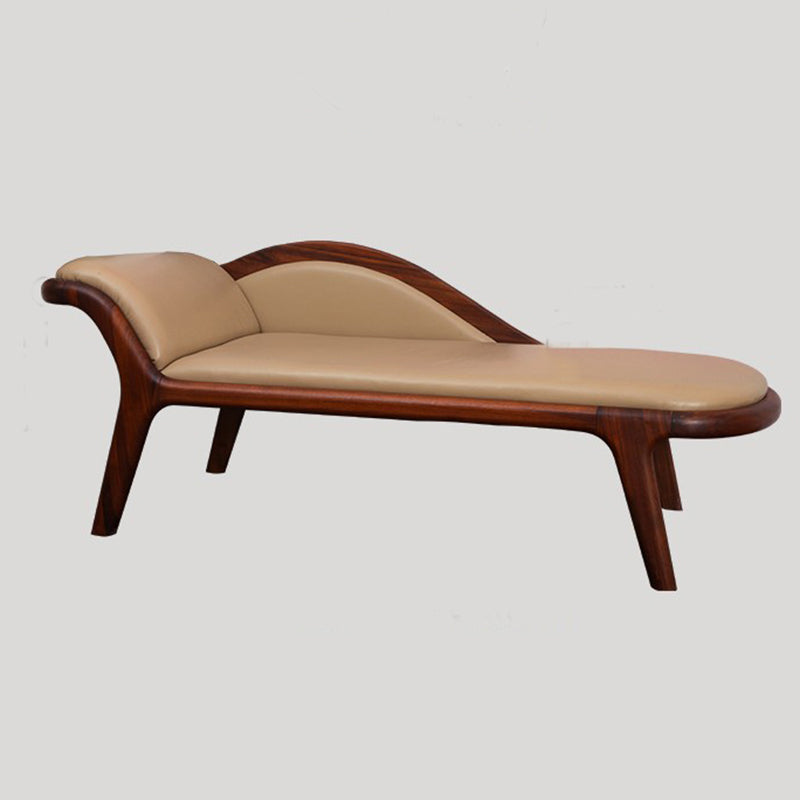 Traditional Wooden One Arm Chaise Flared Arms for Bedroom Living Room