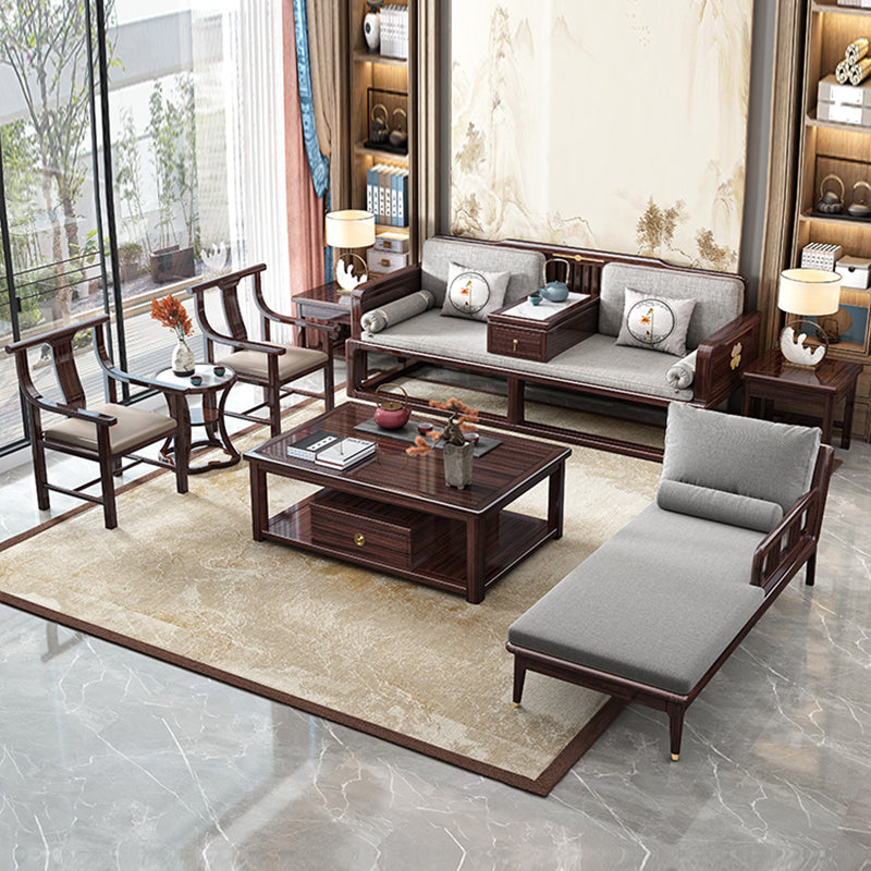 Traditional Wooden with Arms Chaise Round Arms for Bedroom Living Room