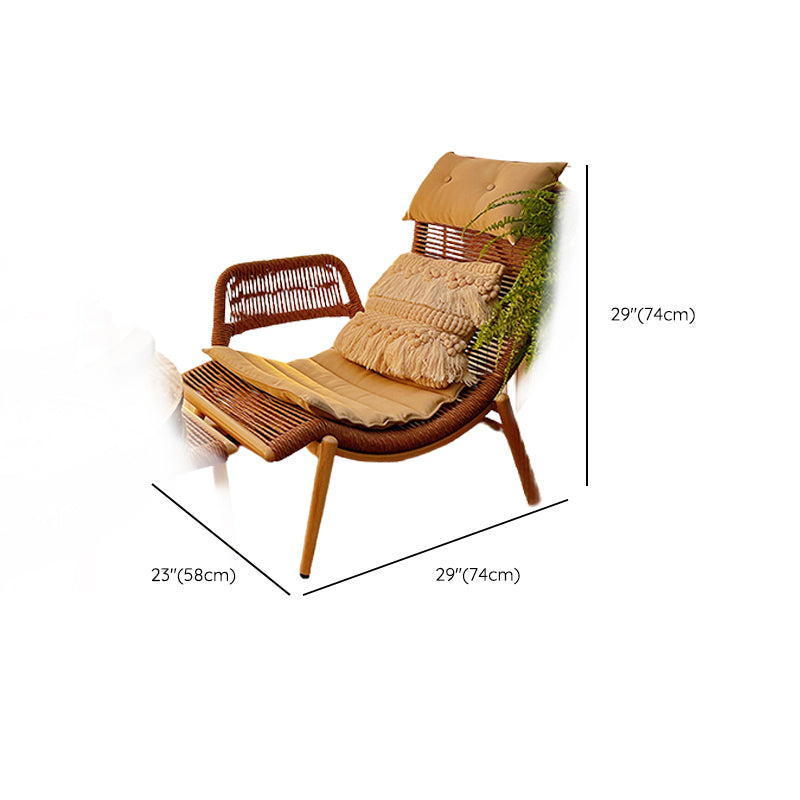 Contemporary Rattan Two Arm Chaise Flared Arms for Bedroom Living Room