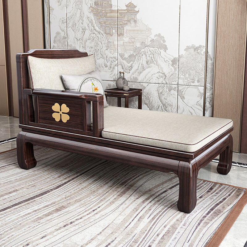 Traditional with Arms Wooden Chaise with Pillow Round Arms for Bedroom Living Room