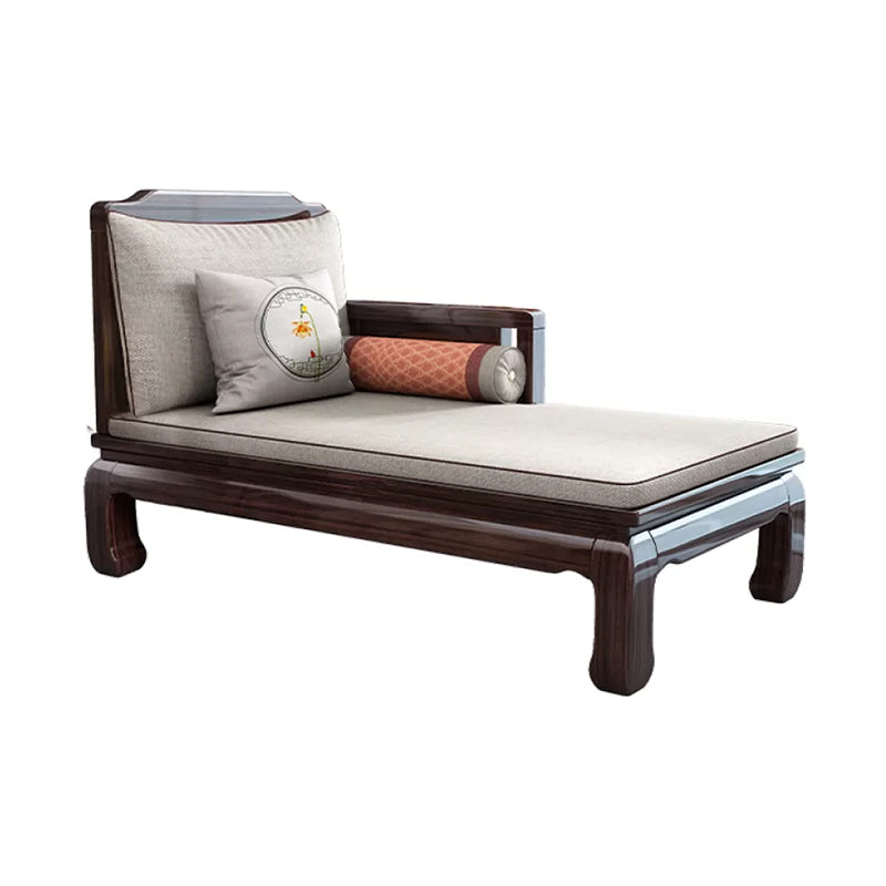 Traditional with Arms Wooden Chaise with Pillow Round Arms for Bedroom Living Room