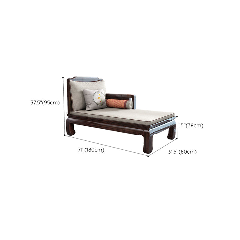 Traditional with Arms Wooden Chaise with Pillow Round Arms for Bedroom Living Room