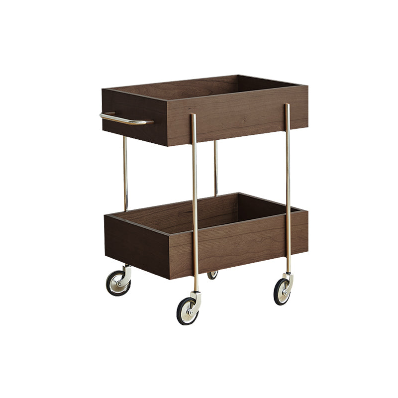 Industrial Sofa Side Accent Table with 2 Shelves in Wood for Living Room