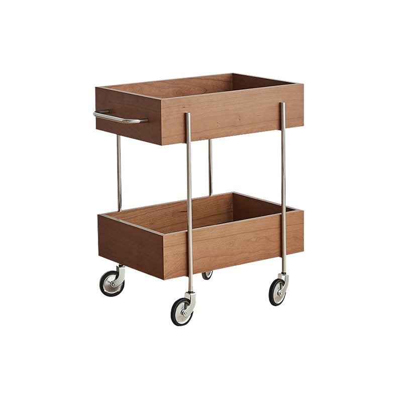 Industrial Sofa Side Accent Table with 2 Shelves in Wood for Living Room