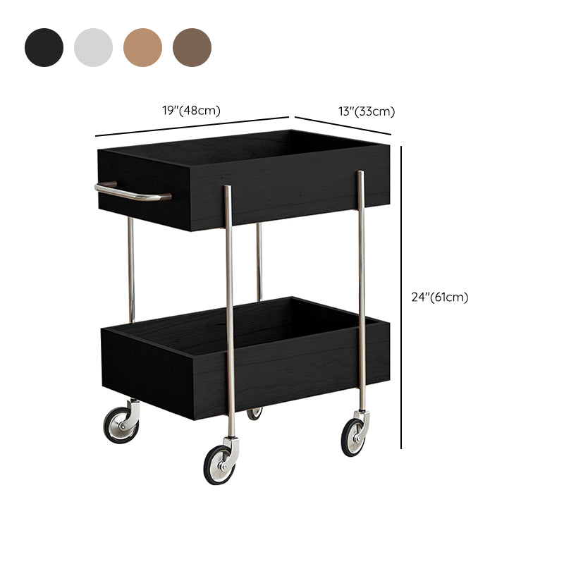 Industrial Sofa Side Accent Table with 2 Shelves in Wood for Living Room