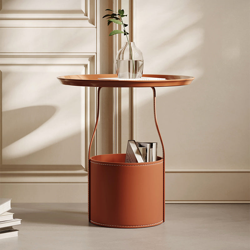 Mid-Century Modern Sofa Side Accent Table with Tray Top for Living Room