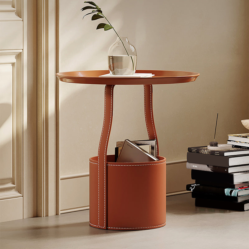 Mid-Century Modern Sofa Side Accent Table with Tray Top for Living Room