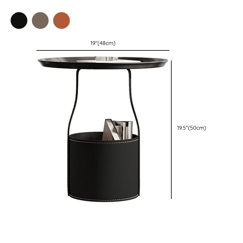 Mid-Century Modern Sofa Side Accent Table with Tray Top for Living Room