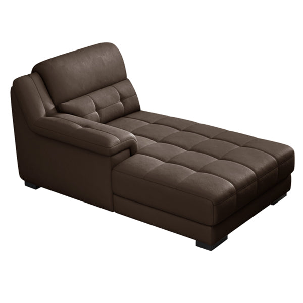 Modern Upholstered Cushioned Leather Pillow Top Arms Chaise Lounge Couch