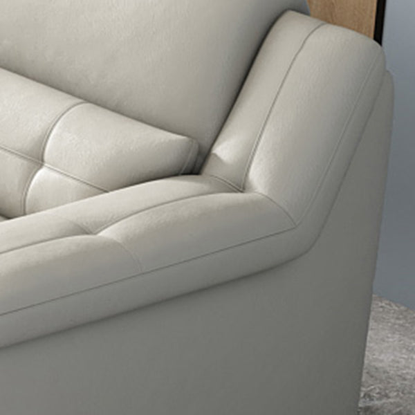 Modern Upholstered Cushioned Leather Pillow Top Arms Chaise Lounge Couch