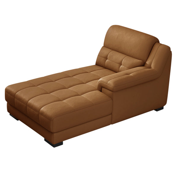 Modern Upholstered Cushioned Leather Pillow Top Arms Chaise Lounge Couch