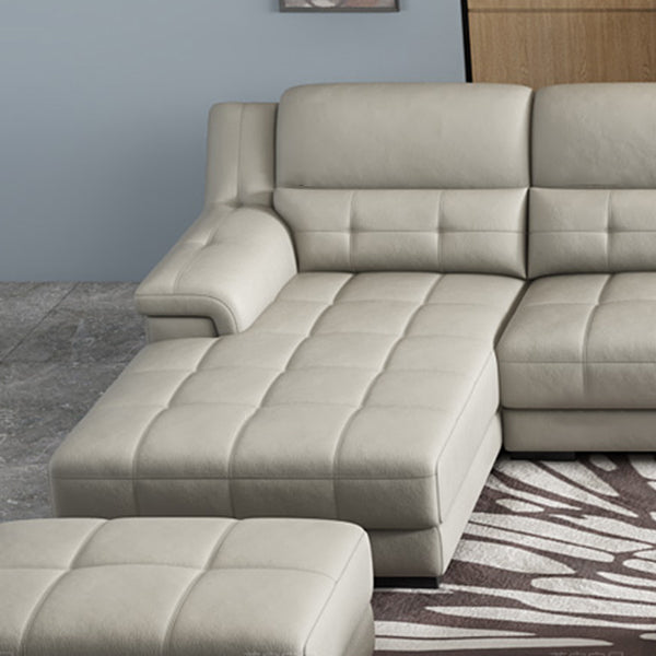Modern Upholstered Cushioned Leather Pillow Top Arms Chaise Lounge Couch