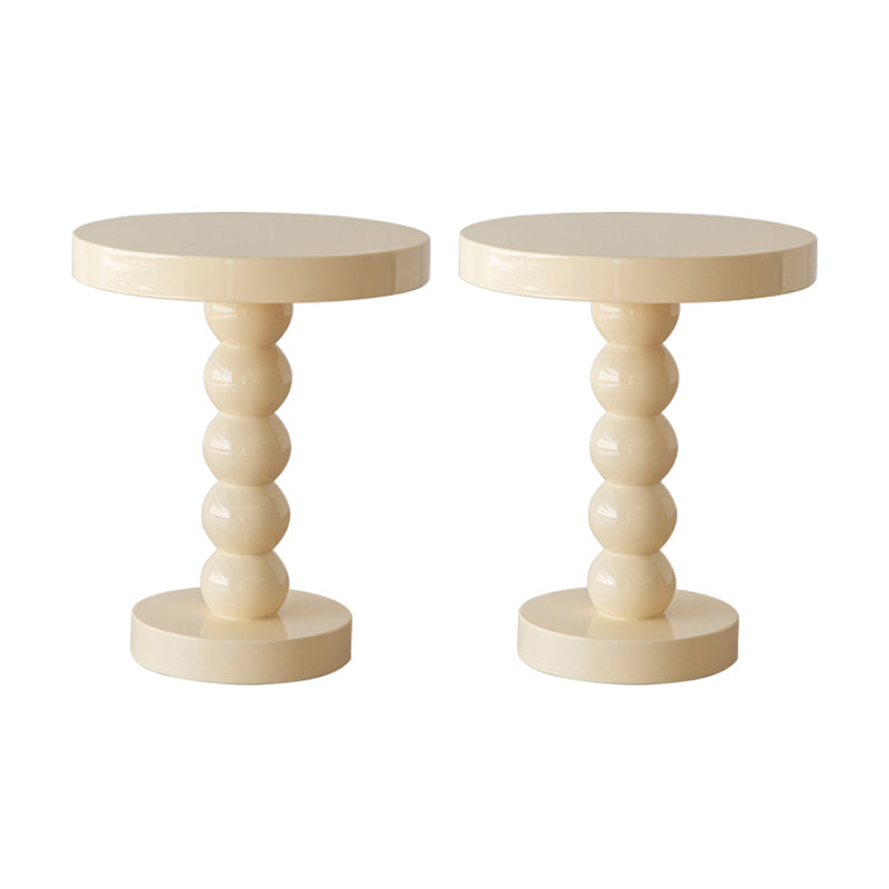 Contemporary Side End Table Round Pedestal Living Room Solid Wood Corner Table