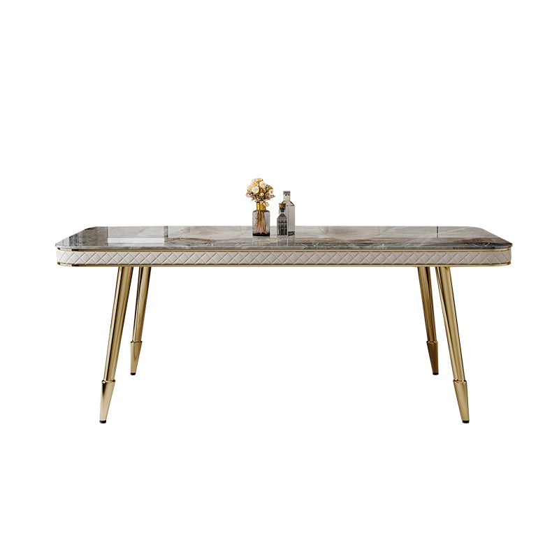 Luxury Kitchen Dinner Table Stone Rectangle 4 Legs Dining Table