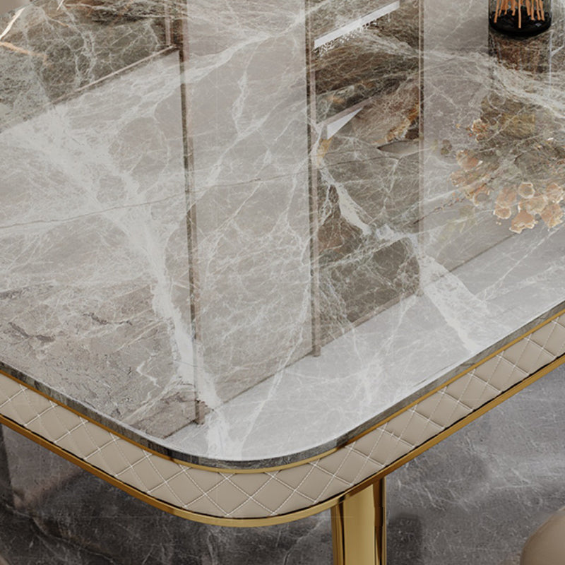 Luxury Kitchen Dinner Table Stone Rectangle 4 Legs Dining Table