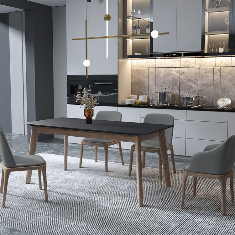 Modern Dining Table with Ash Wood Legs Rectangle Dinette Table