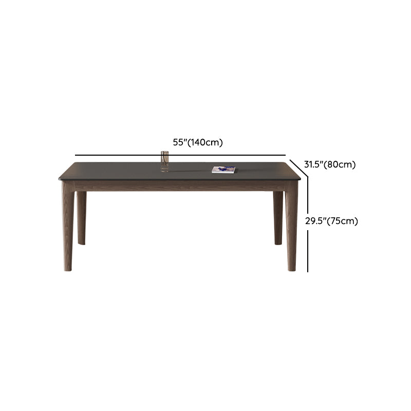 Modern Stone Rectangle Dining Table Wood Legs for Dining Room