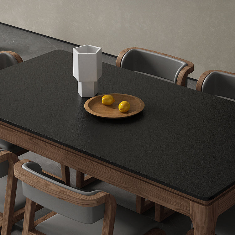 Modern Rectangle Stone Dining Table Wood Legs for Dining Room