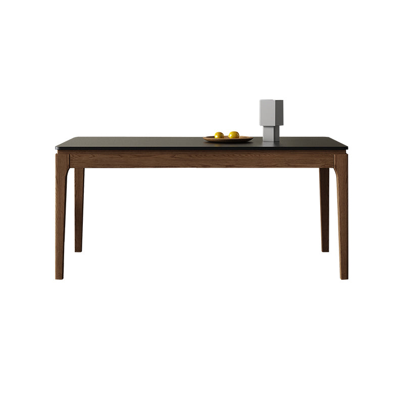 Modern Rectangle Stone Dining Table Wood Legs for Dining Room
