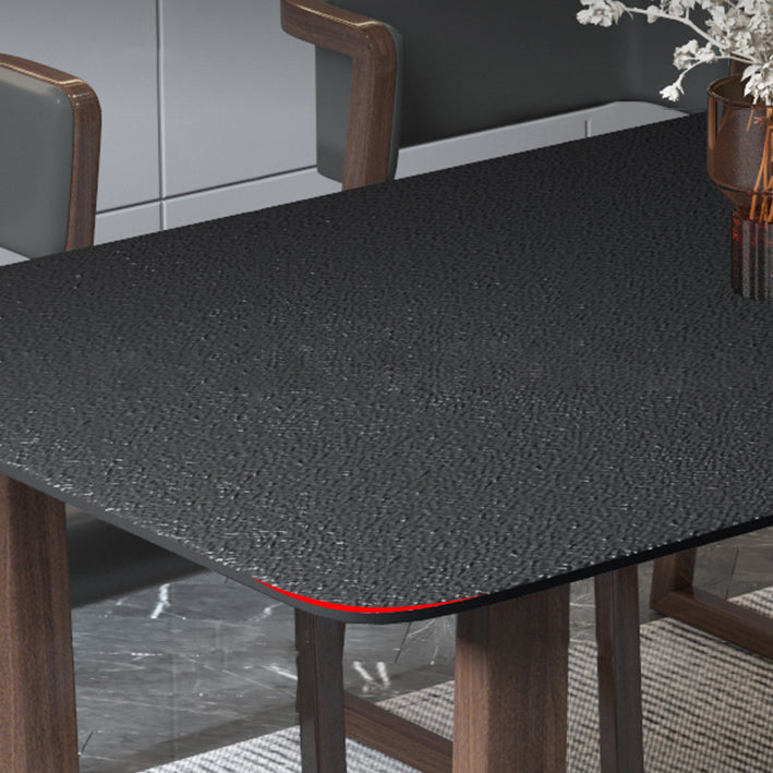 Modern Stone Rectangle Dining Table Solid Wood Base for Dining Room