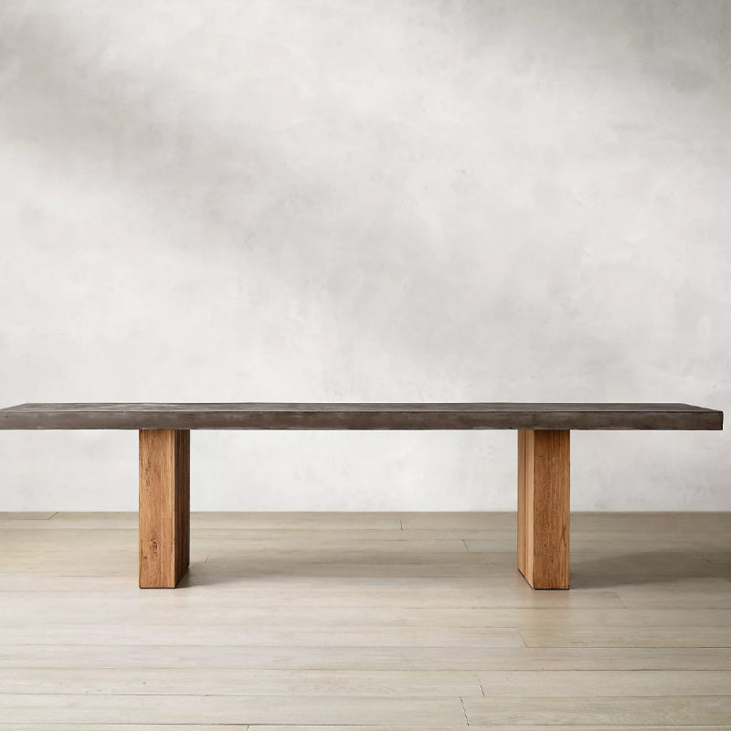 Rectangular Dining Table Grey Solid Wood Table Top for Dining Room
