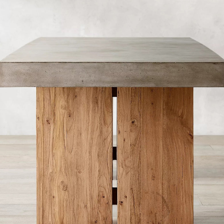 Rectangular Dining Table Grey Solid Wood Table Top for Dining Room